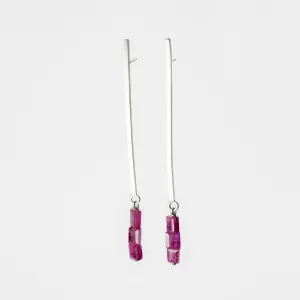 NEW! Rectangular Ruby on Sterling Silver Earrings by Rina Young