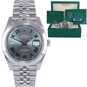 NEW Sept 2021 PAPERS Rolex DateJust 41 Steel 126300 Wimbledon Grey Jubilee Watch