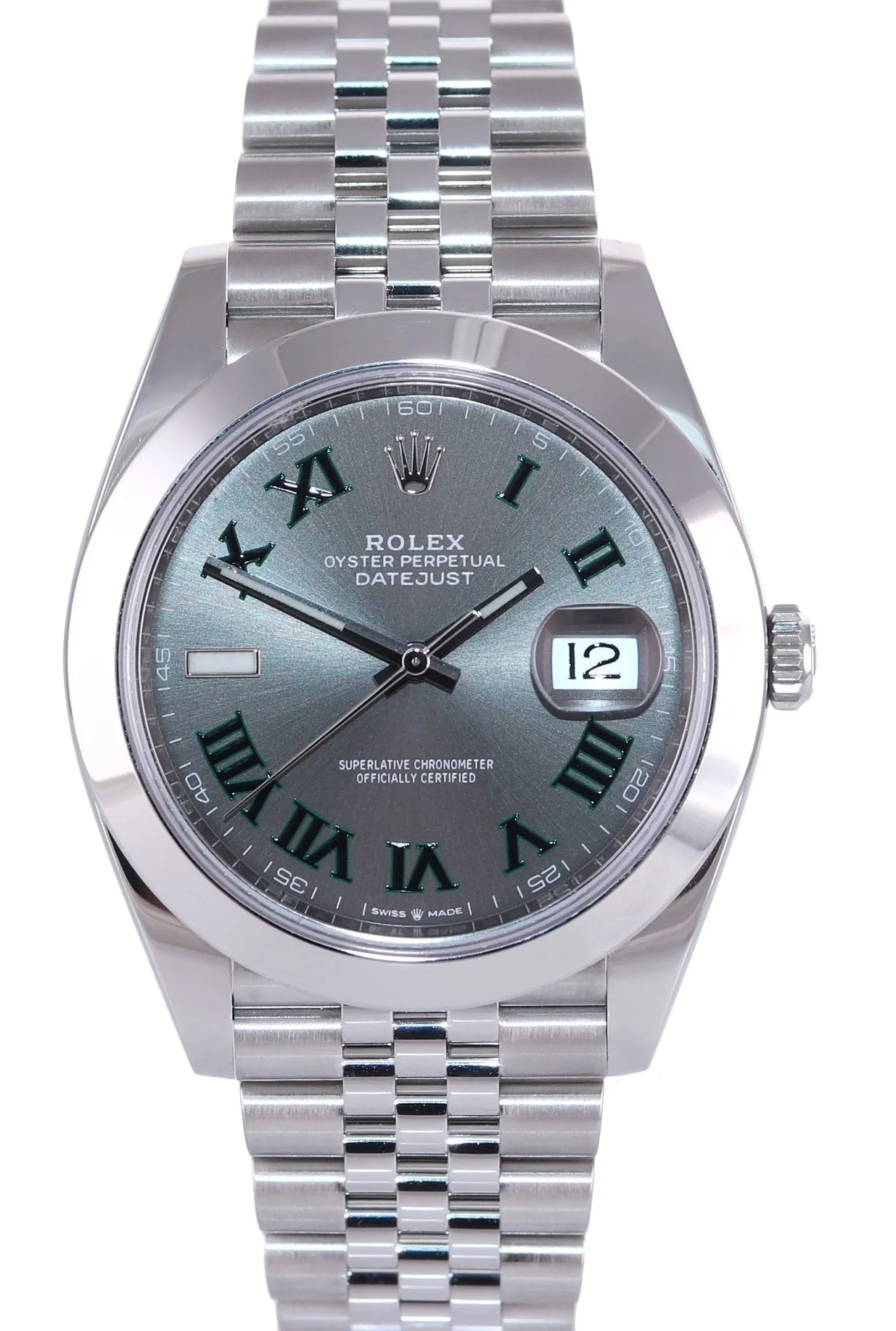 NEW Sept 2021 PAPERS Rolex DateJust 41 Steel 126300 Wimbledon Grey Jubilee Watch