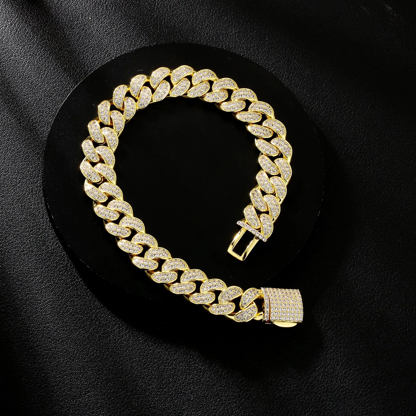 【NEW】12mm Iced Out Diamond Cuban  Bracelet