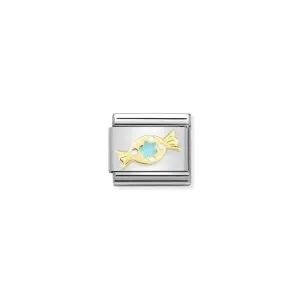 Nomination Composable Link Sweet, Turquoise, 18K Gold & Enamel