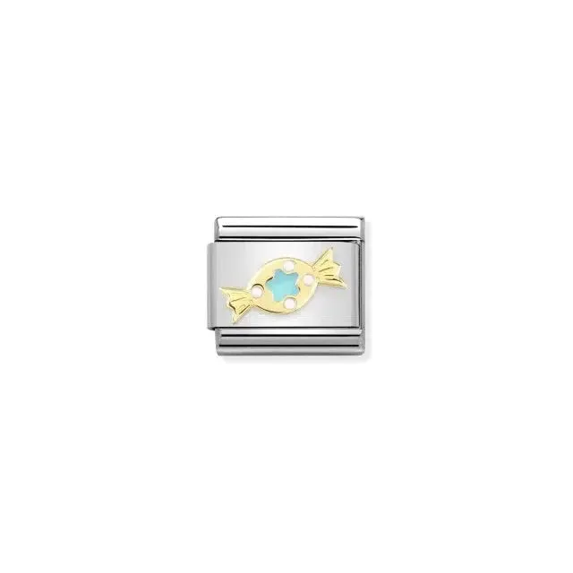 Nomination Composable Link Sweet, Turquoise, 18K Gold & Enamel