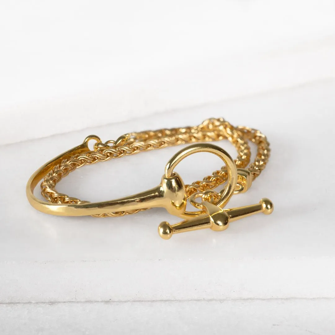 Odeza - 14K Gold on Brass Horse Bit Toggle Necklace