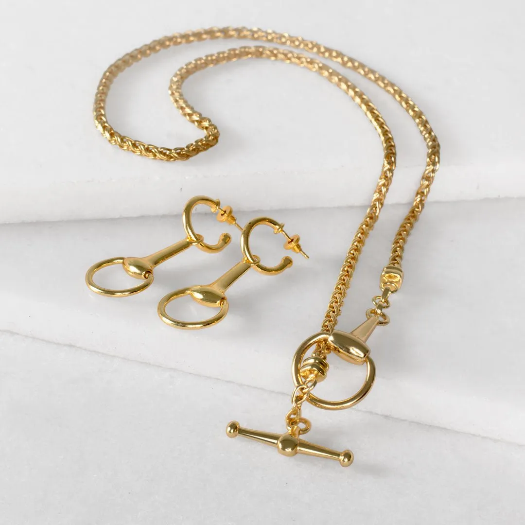 Odeza - 14K Gold on Brass Horse Bit Toggle Necklace