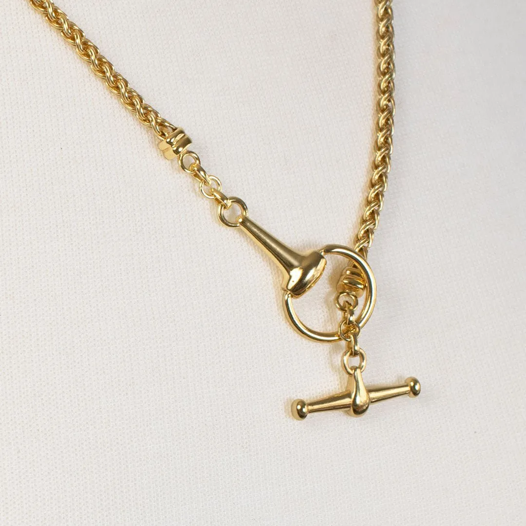 Odeza - 14K Gold on Brass Horse Bit Toggle Necklace