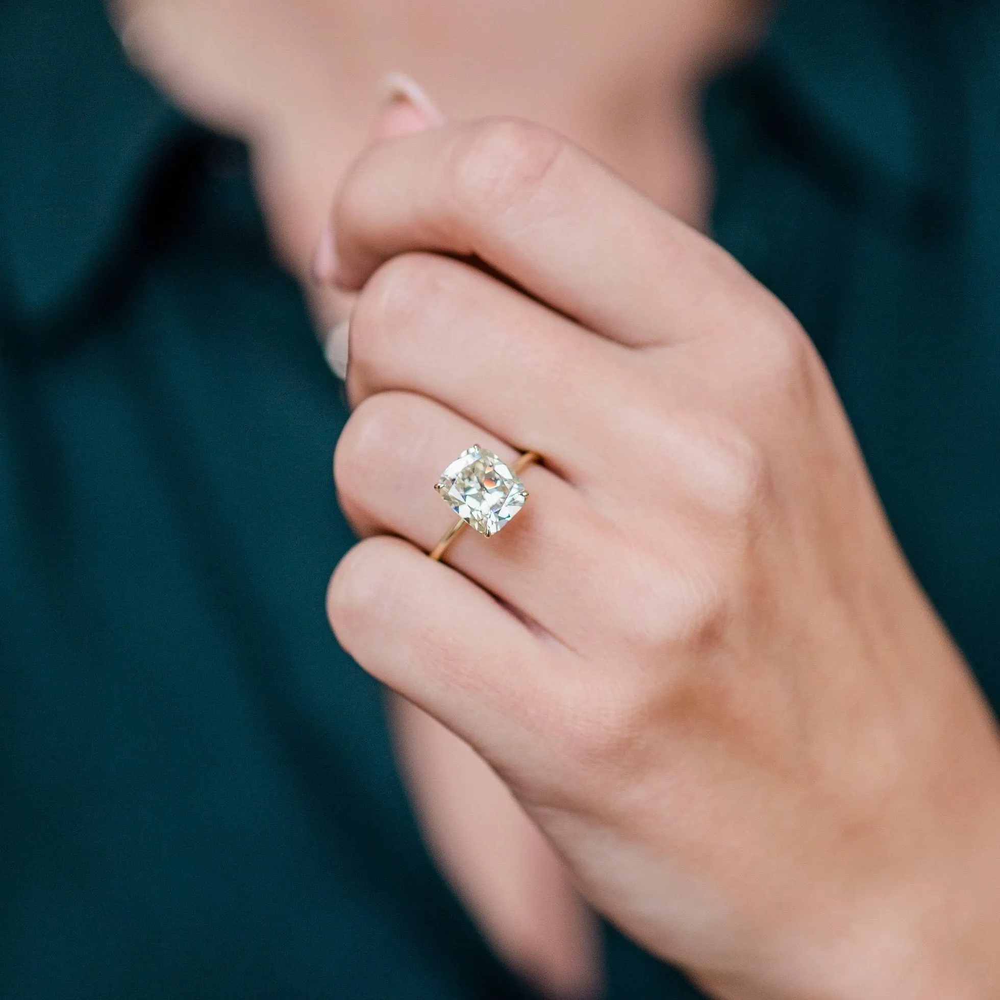 Old Mine Cushion Moissanite Engagement Ring 14K Solid Gold Ring 3.50CT Promise ring Wedding Ring annivarsary Gift