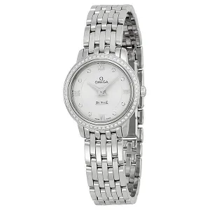 Omega DeVille Prestige Silver Diamond Dial Stainless Steel Ladies Watch 42415246052001
