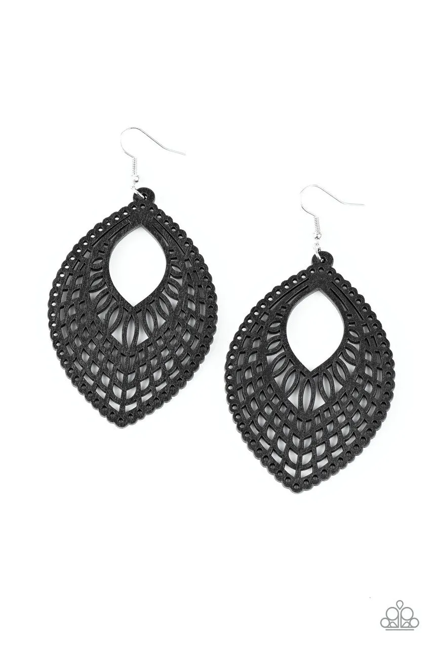 One Beach at a Time Black Paparazzi Earrings