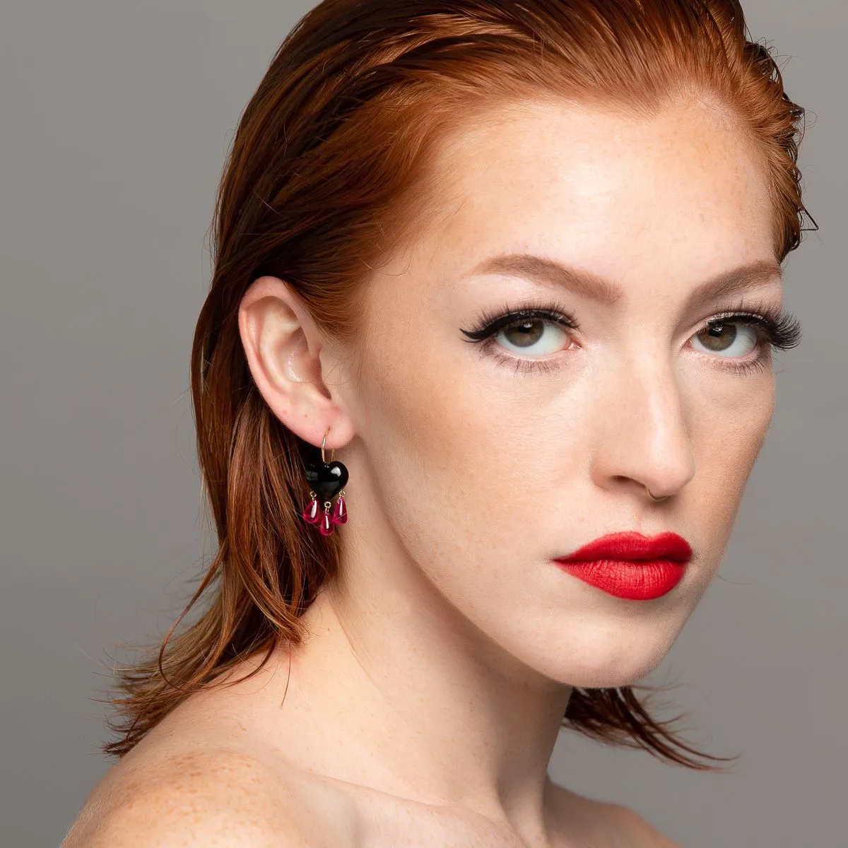 Onyx Bleeding Heart Earrings