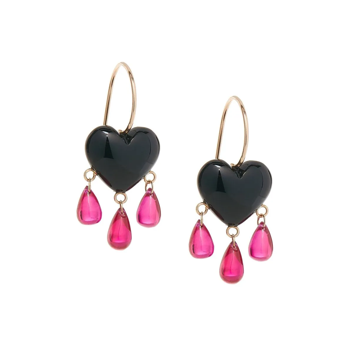 Onyx Bleeding Heart Earrings