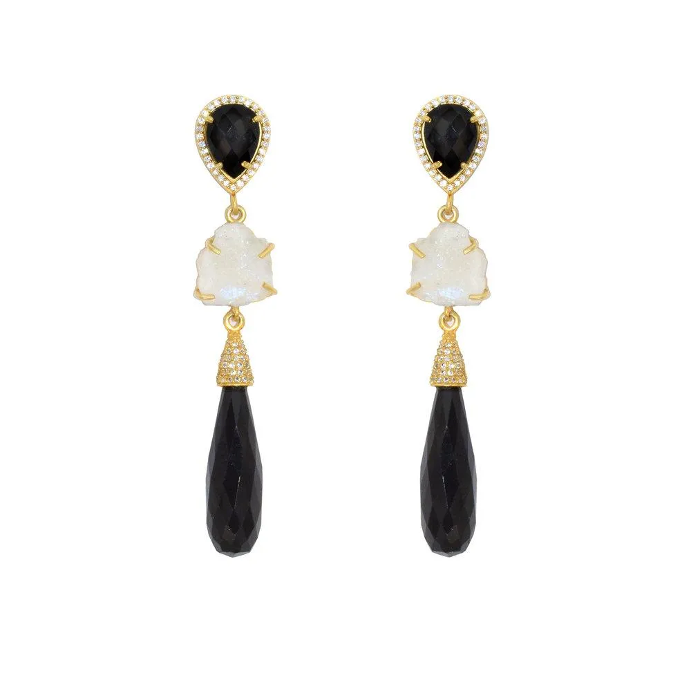Onyx Elongated Teardrop Earrings