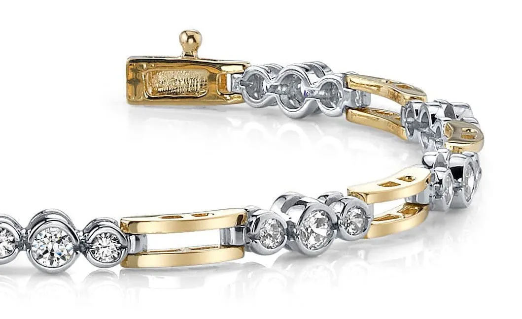 Open Link Diamond Trio Lab-Grown Diamond Bracelet with 2.00 ct.(finished) 2.6mm, 3.3mm
