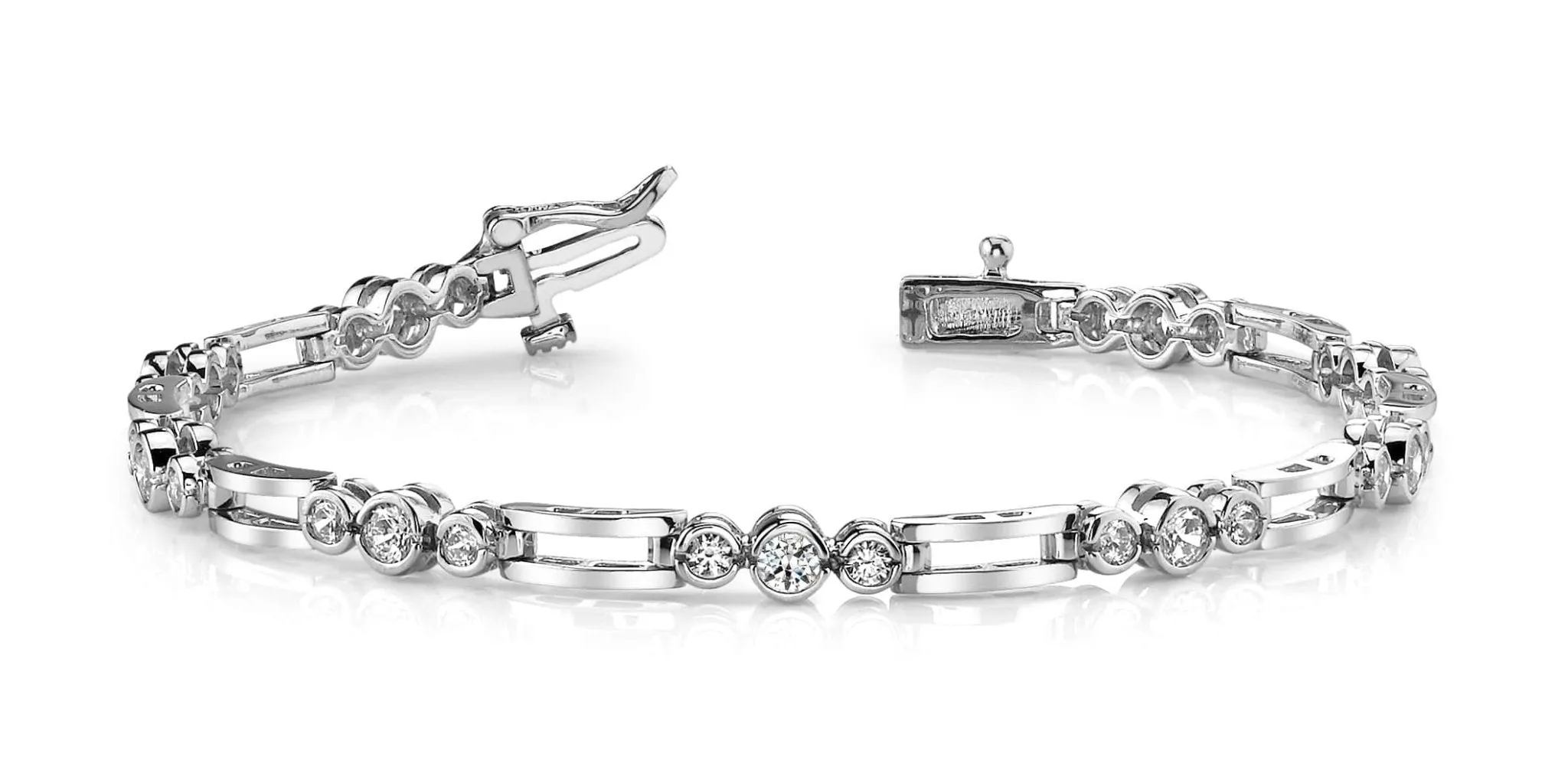 Open Link Diamond Trio Lab-Grown Diamond Bracelet with 2.00 ct.(finished) 2.6mm, 3.3mm
