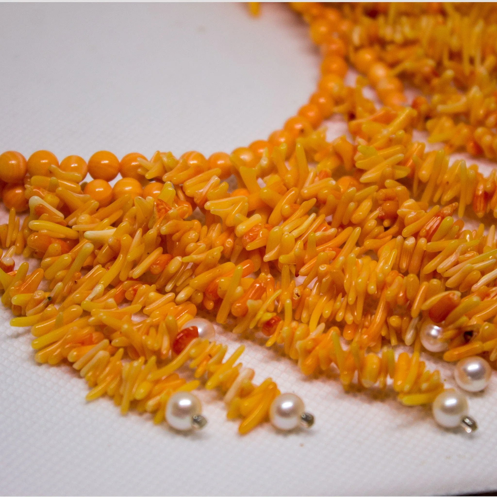 Orange Coral Pearl Necklace