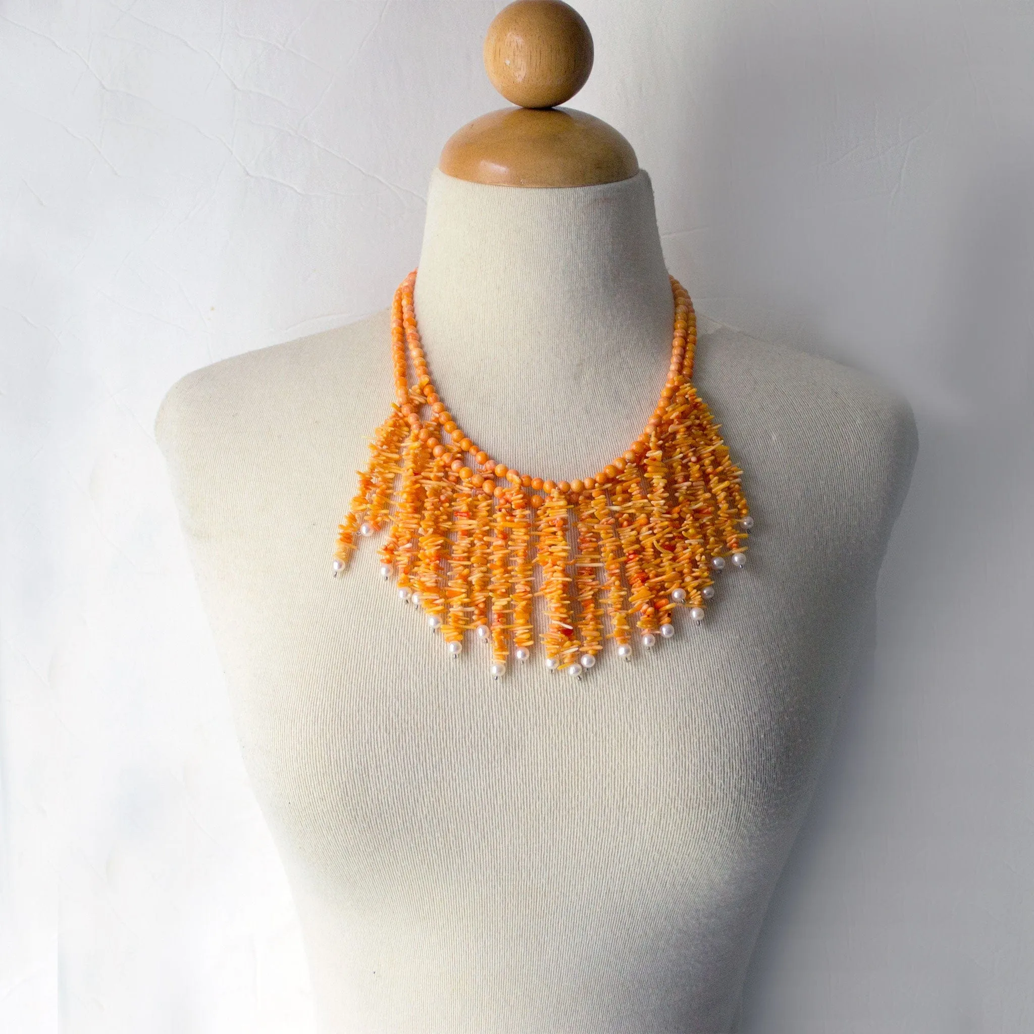 Orange Coral Pearl Necklace