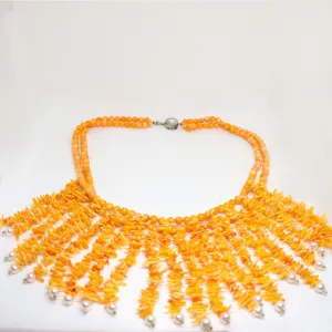 Orange Coral Pearl Necklace