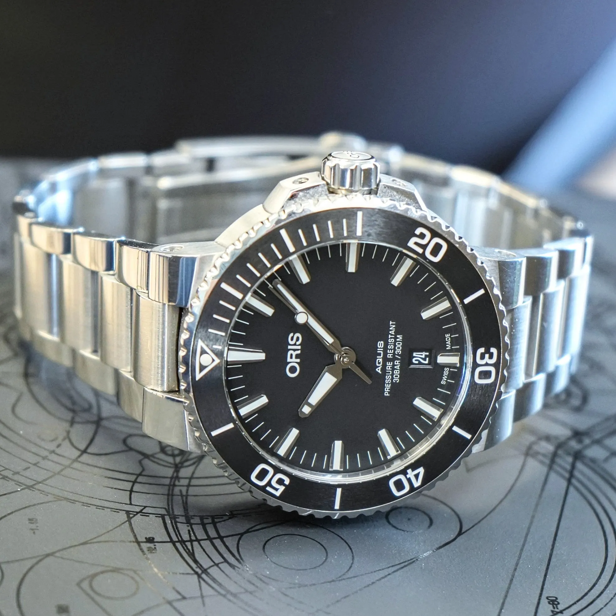 ORIS Aquis Date Watch 733 7730 Dive Automatic Wristwatch S.S. - ALL Original - Double Box & Papers