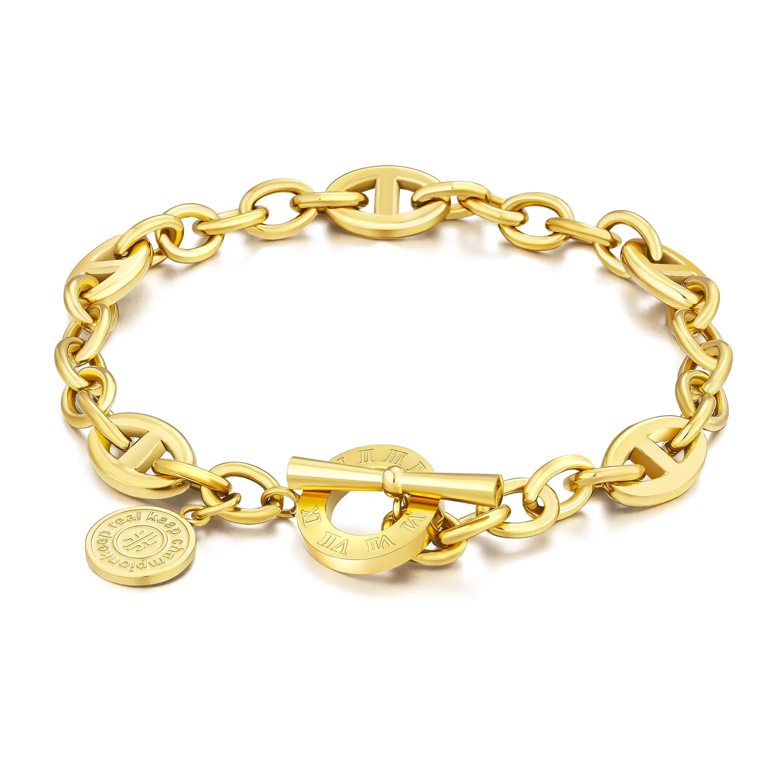 OT Toggle Clasp Stainless Steel Curb Link  Bracelet