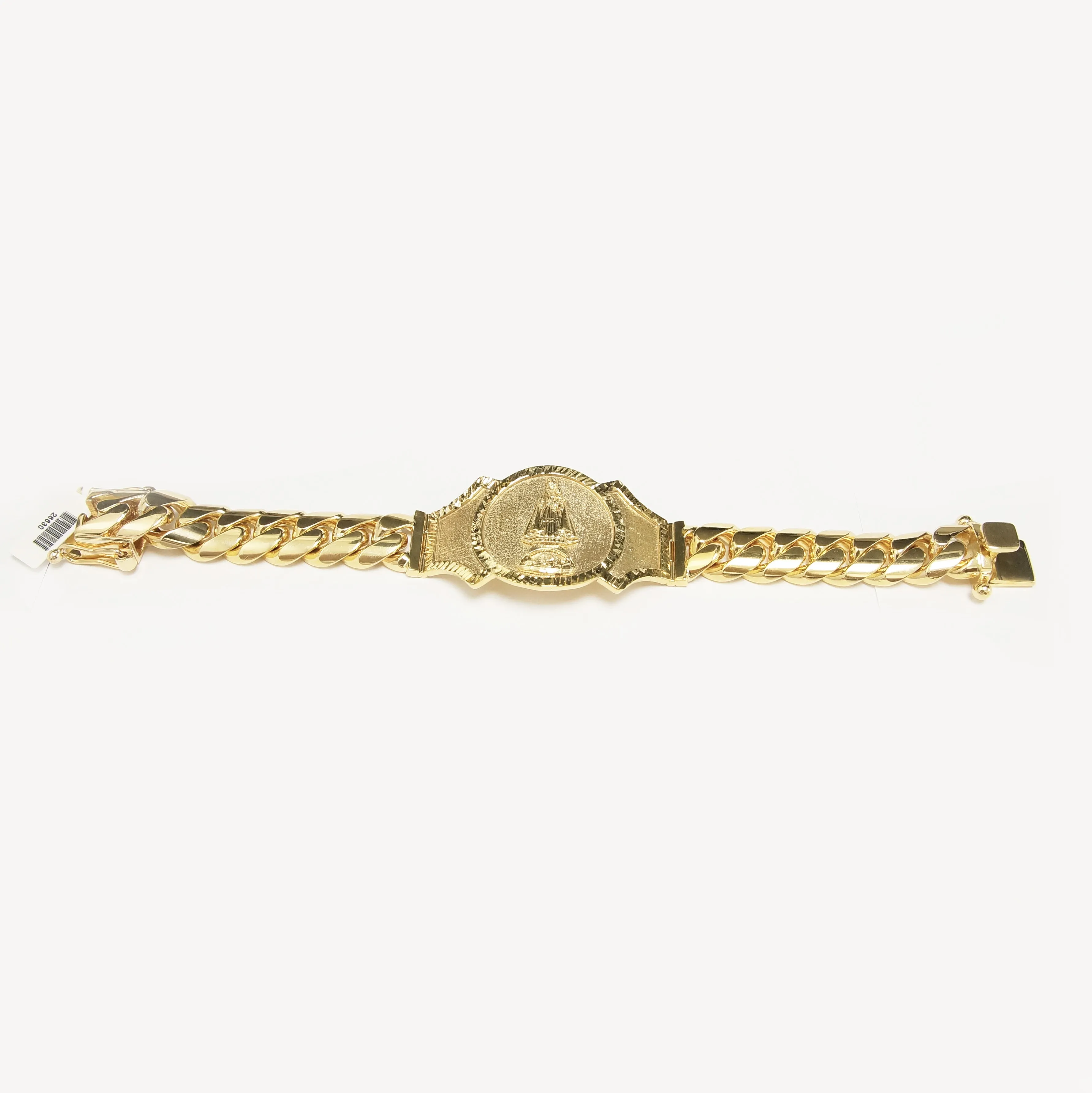 Our Lady of El Cobre plate Solid Cuban Link Bracelet in 14K Gold