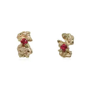 Out Of The Sea 14k Yellow Gold Earrings with Ruby