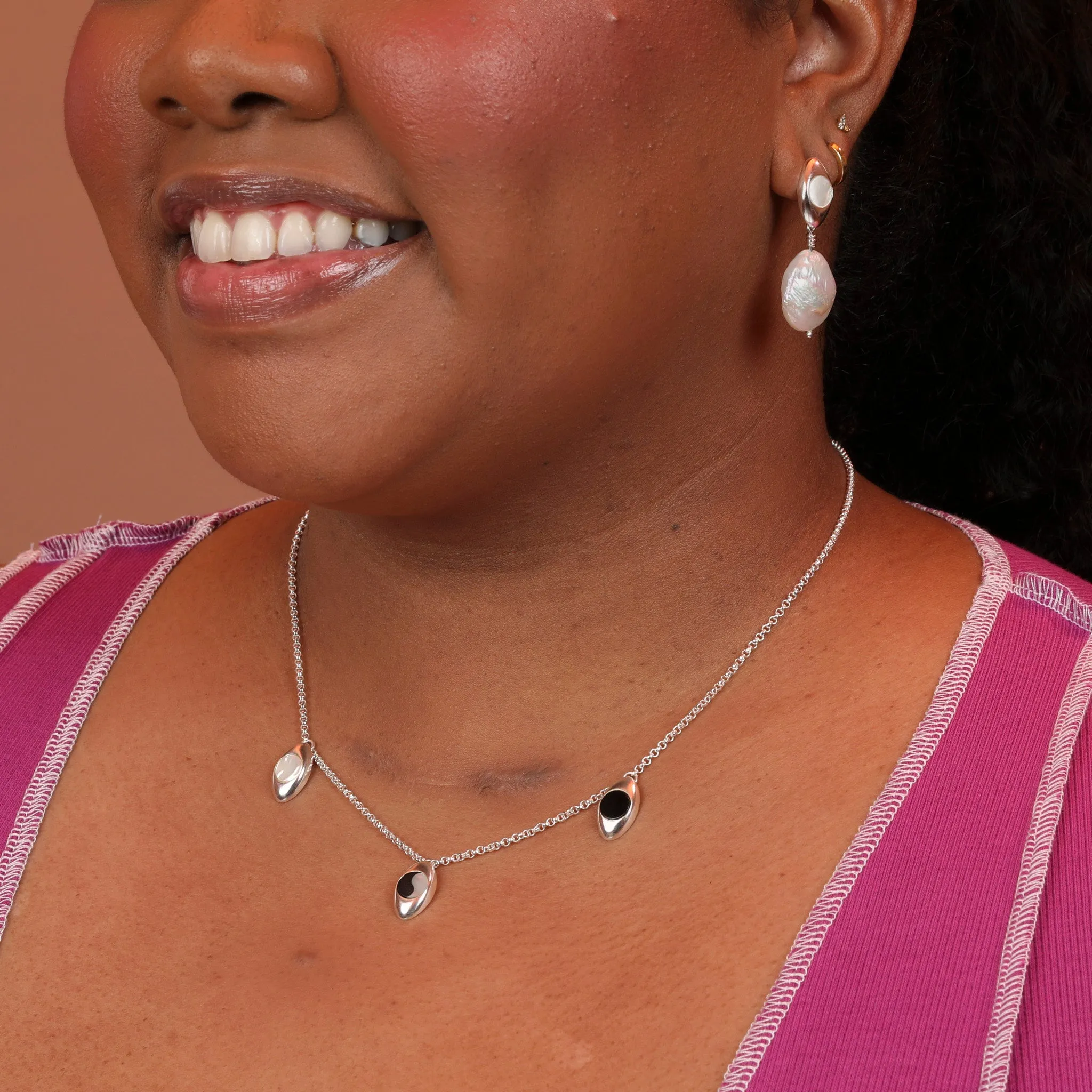 Oval Inlay Charm Necklace