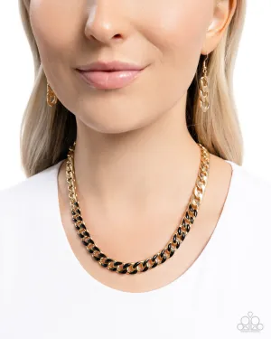 Painted Problem - Black - Painted Gold Curb Chain Paparazzi Short Necklace