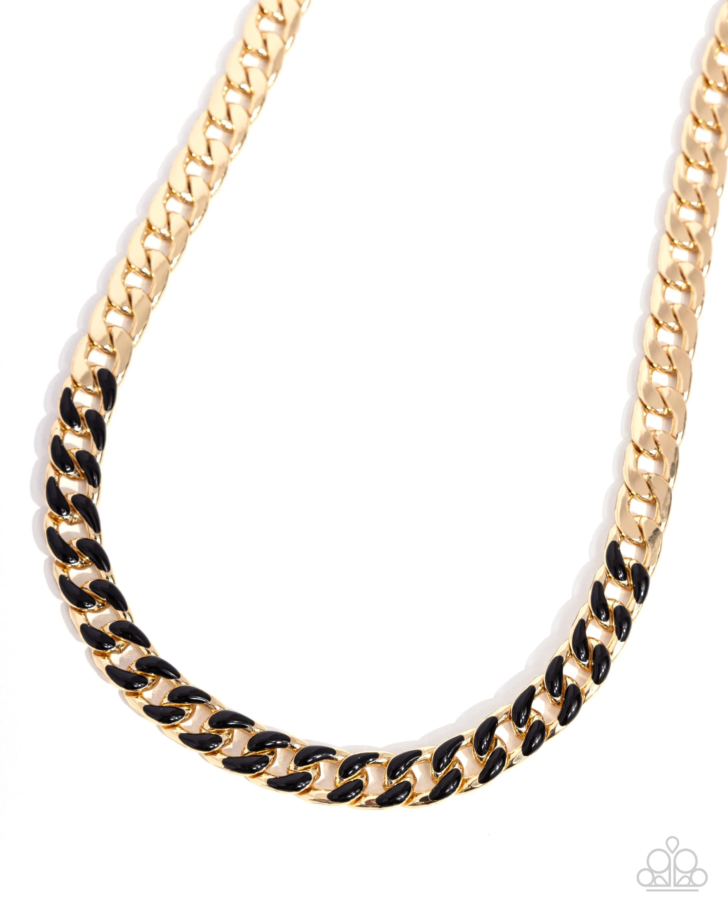 Painted Problem - Black - Painted Gold Curb Chain Paparazzi Short Necklace