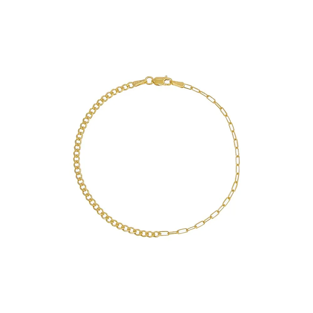 Paperclip X Cuban Chain Bracelet 14K