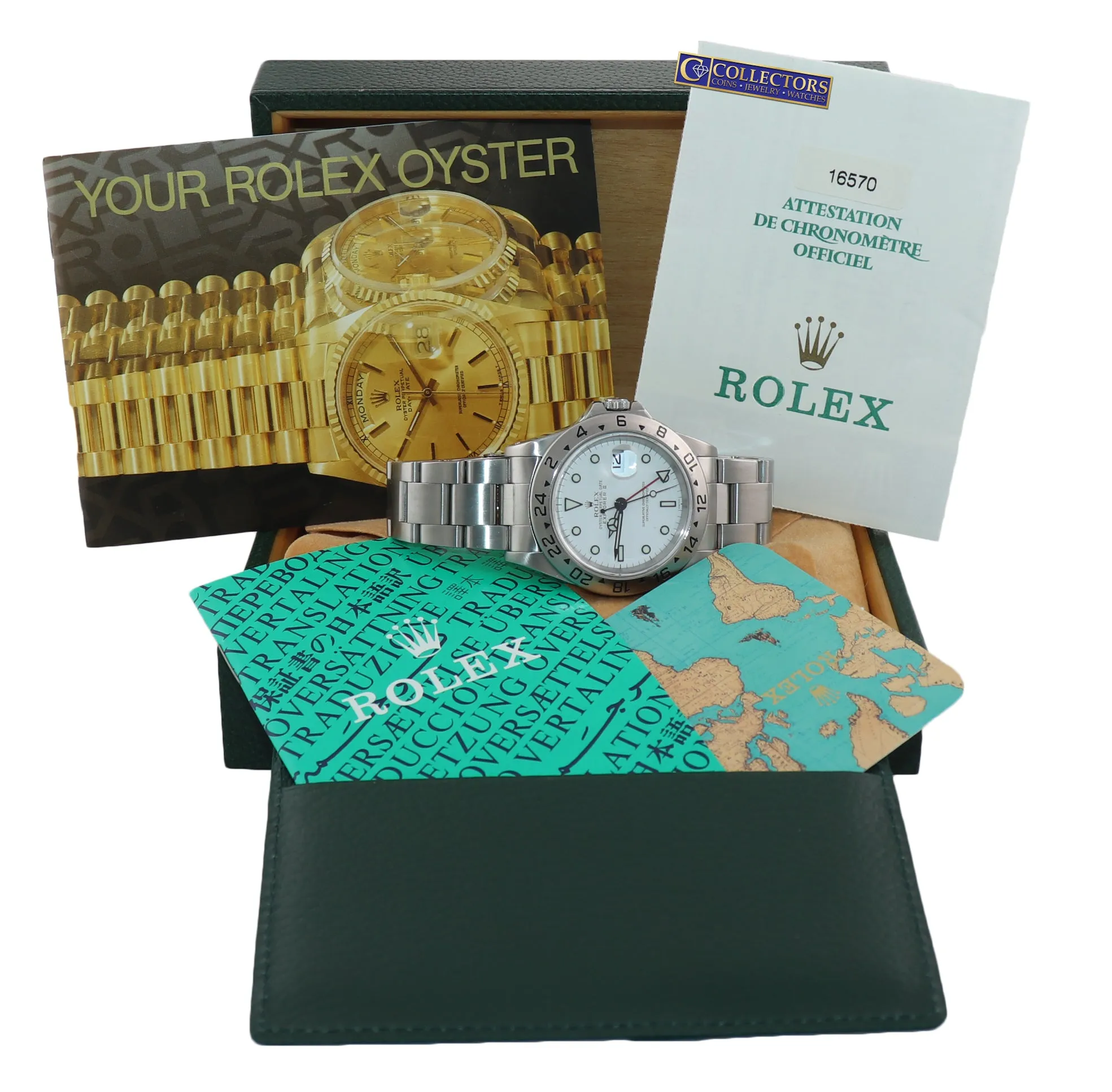 PAPERS 1999 Rolex Explorer 2 16570 Steel White Polar SWISS ONLY 40mm Watch Box