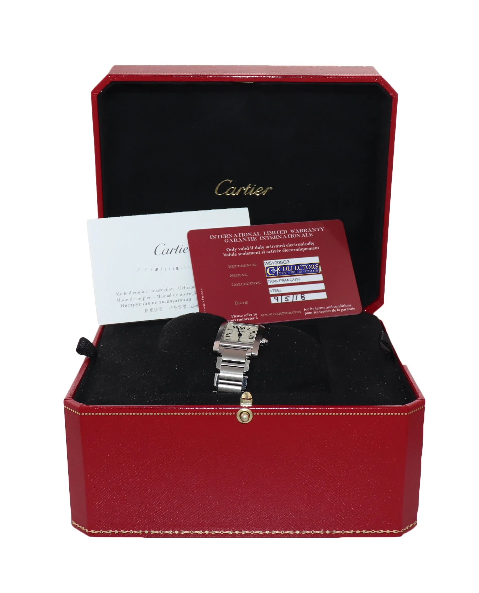 PAPERS Ladies Cartier Tank Française Steel Roman Quartz 3217 W51008Q3 Watch Box