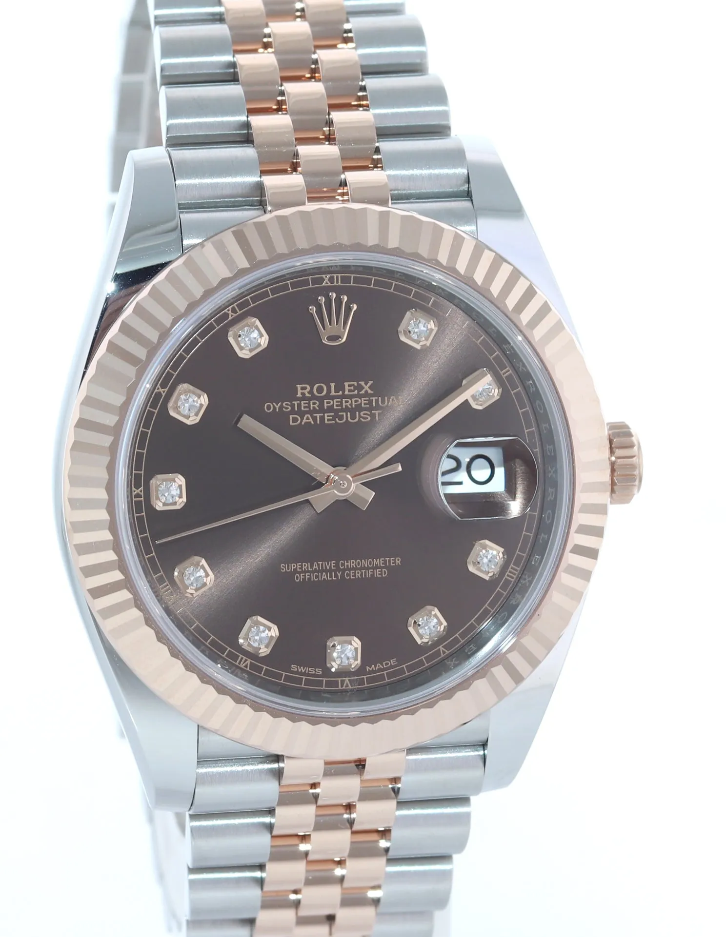 PAPERS Rolex DateJust 41 126331 Chocolate Diamond Gold Two-Tone Jubilee Watch