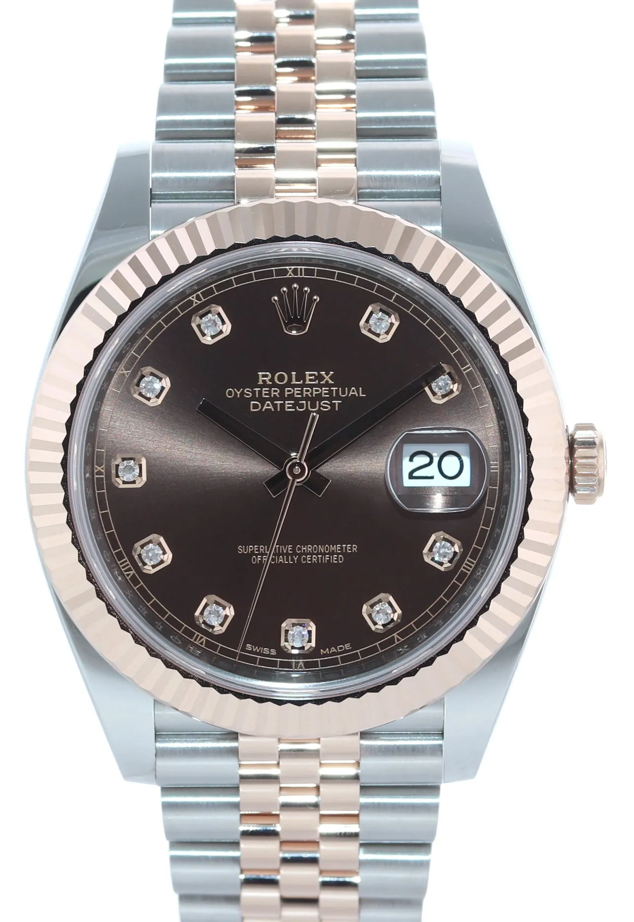 PAPERS Rolex DateJust 41 126331 Chocolate Diamond Gold Two-Tone Jubilee Watch