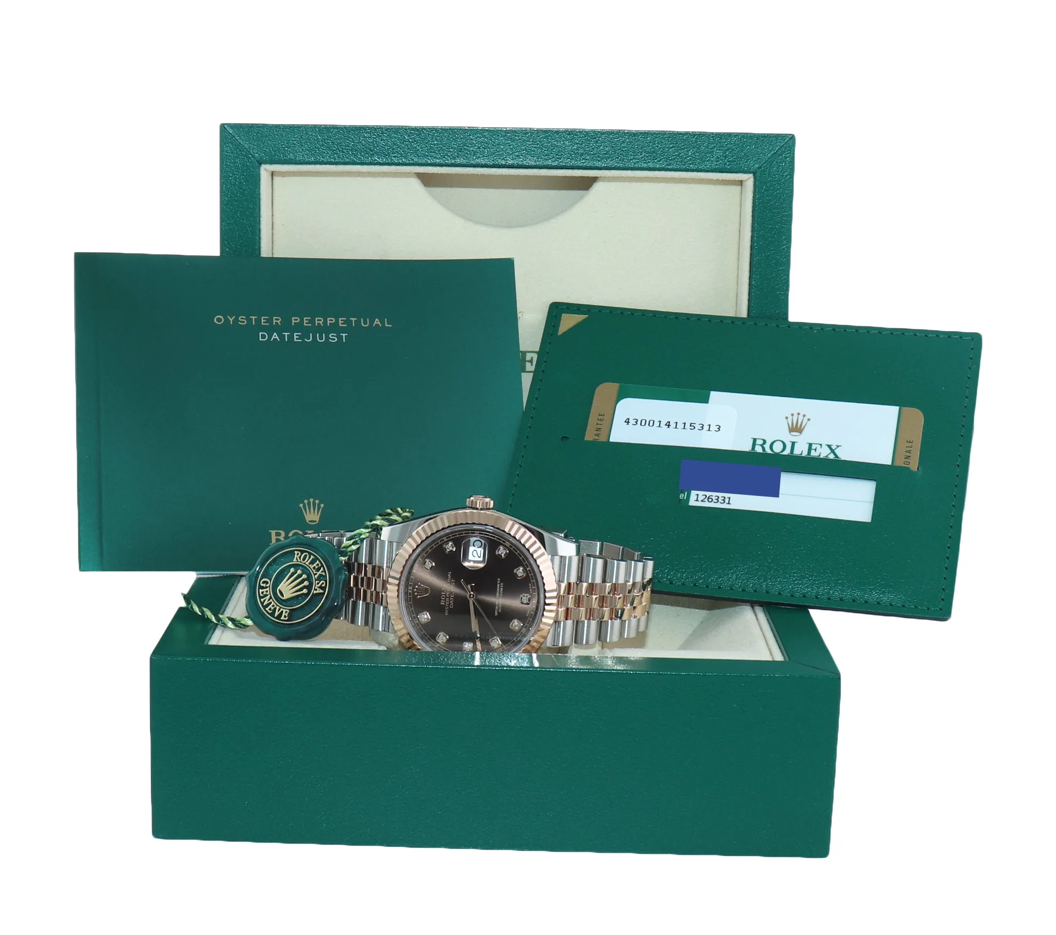 PAPERS Rolex DateJust 41 126331 Chocolate Diamond Gold Two-Tone Jubilee Watch