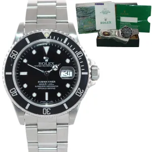 PAPERS TRITIUM DIAL Rolex Submariner Date 16610 Steel Black 40mm Watch Box