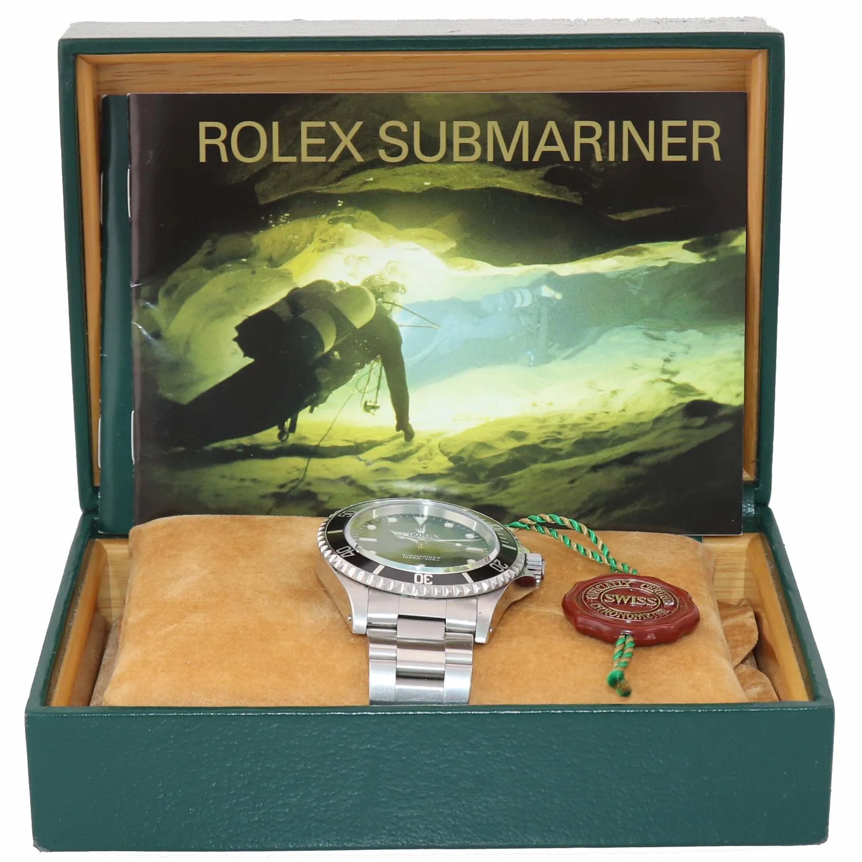 PAPERS UNPOLISHED 2 Line Black Dial Rolex Submariner Steel No-Date 14060 Watch