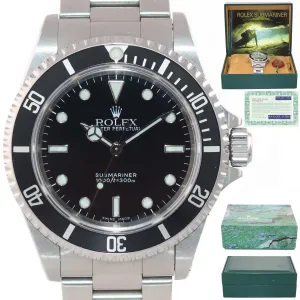 PAPERS UNPOLISHED 2 Line Black Dial Rolex Submariner Steel No-Date 14060 Watch