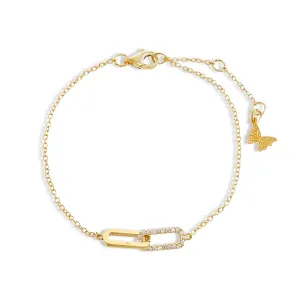 Pavé Double Paperclip Accented Chain Bracelet