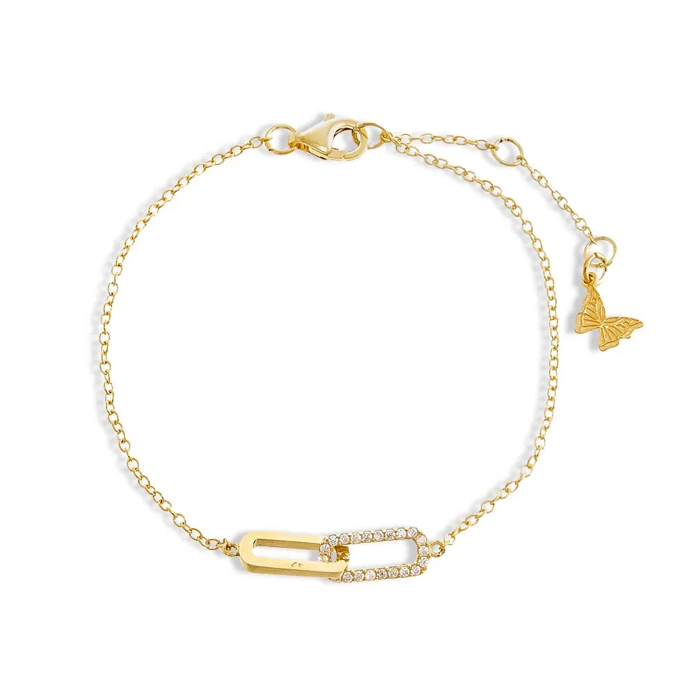 Pavé Double Paperclip Accented Chain Bracelet