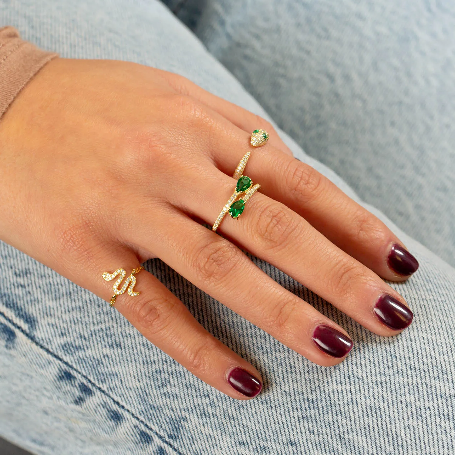 Pavé Snake Claw Ring