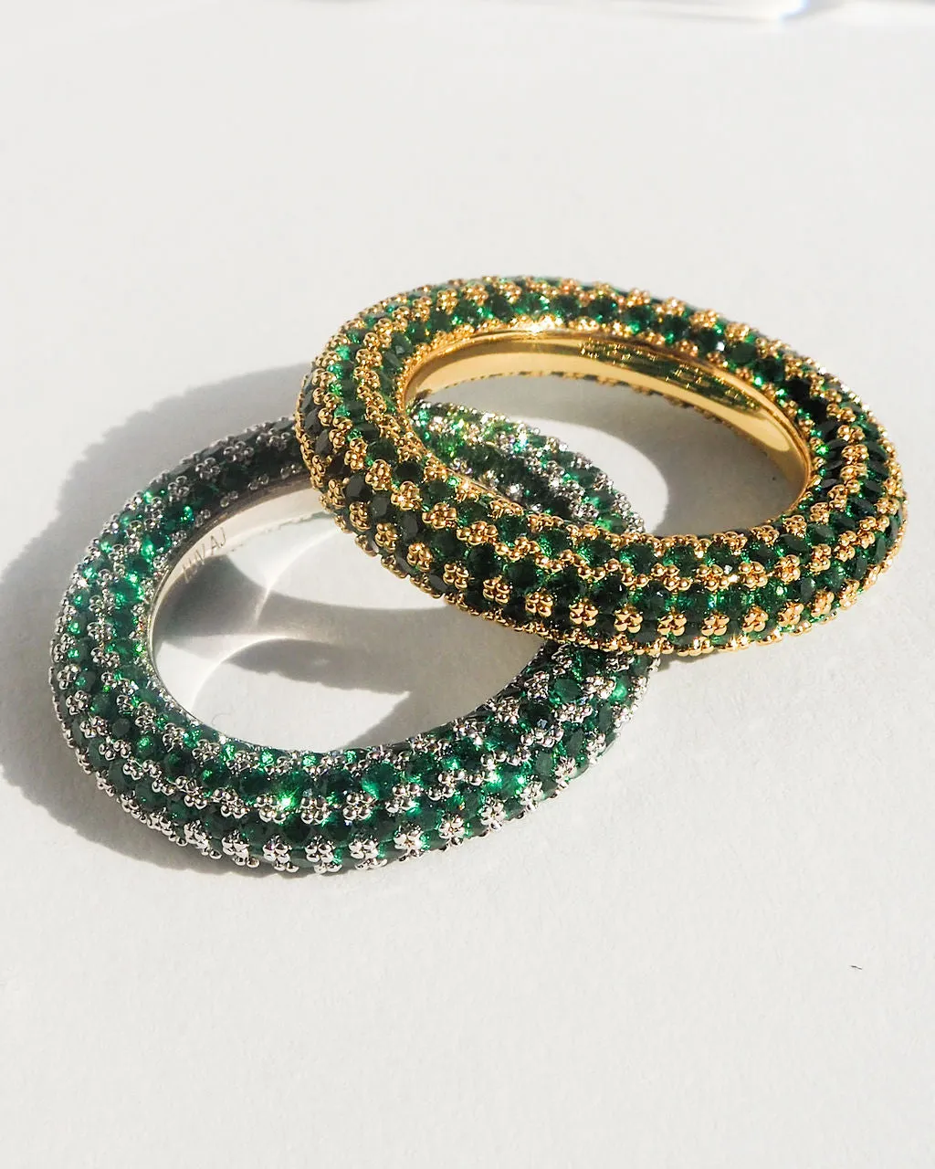 Pave Amalfi Ring- Emerald Green- Gold