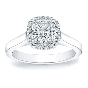 Pave Cushion Halo Engagement Ring