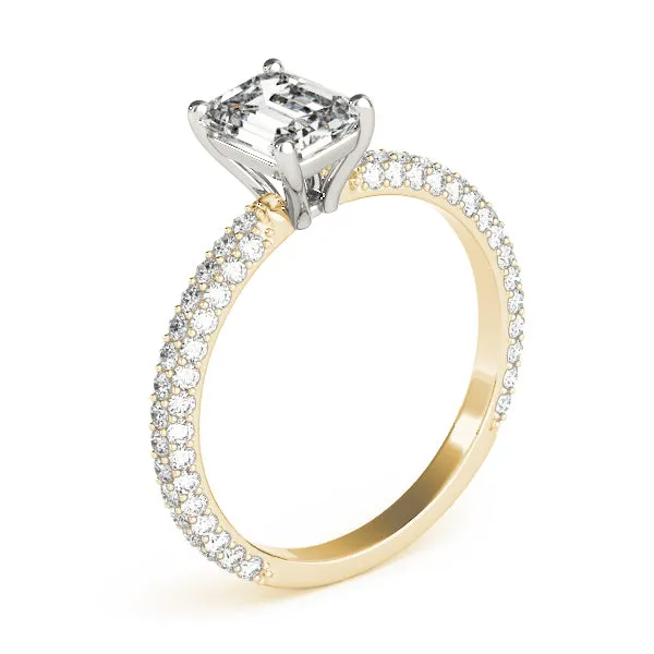 Pave Engagement Ring With Emerald Cut Center - TN51095-E