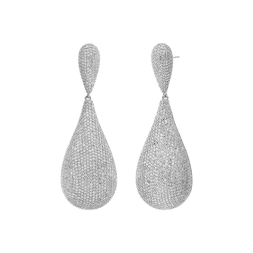 Pave Graduated Dangling Teardrop Stud Earring