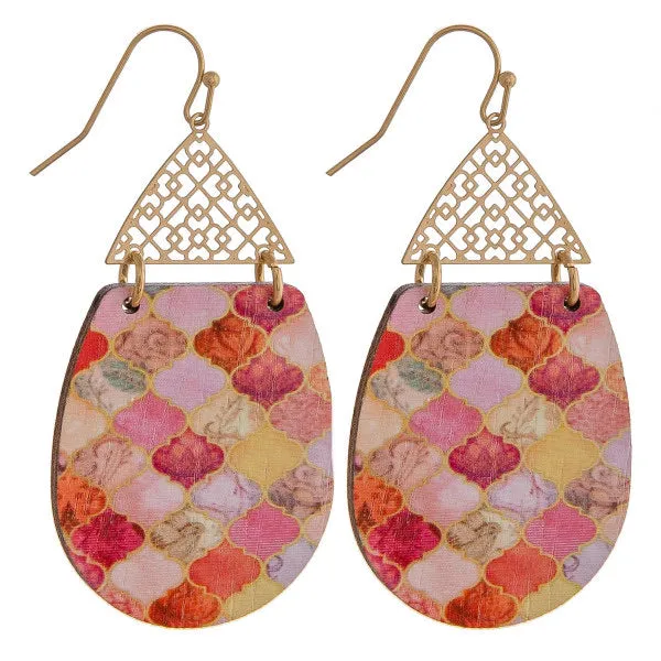 Peach Wood inspired teardrop Earrings