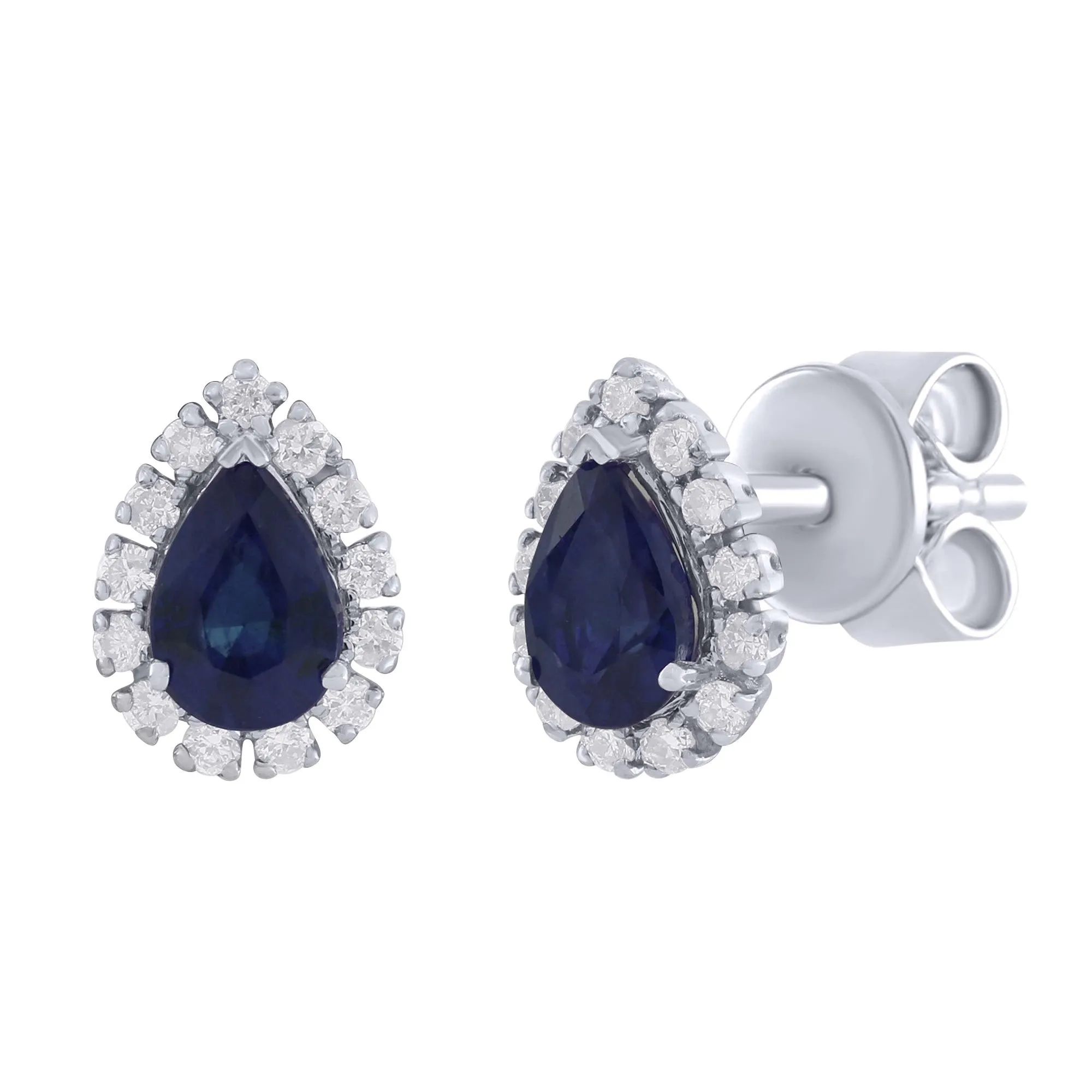 Pear Shape Color Stone And Diamond Stud Earrings