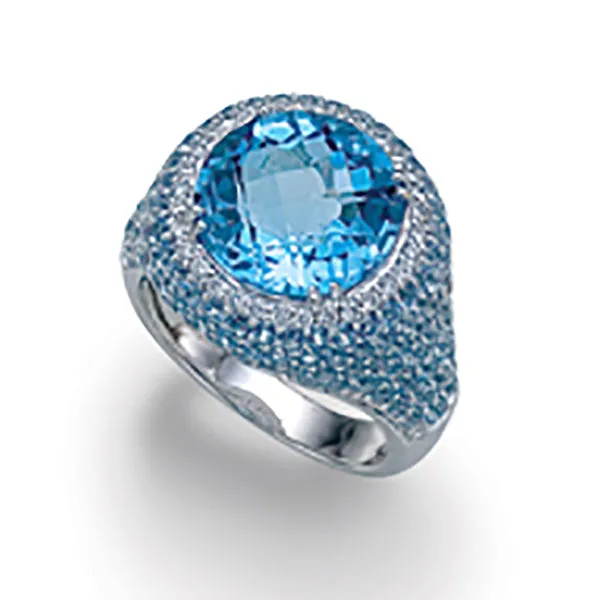 PeJay Creations Blue Topaz & Diamond Ring