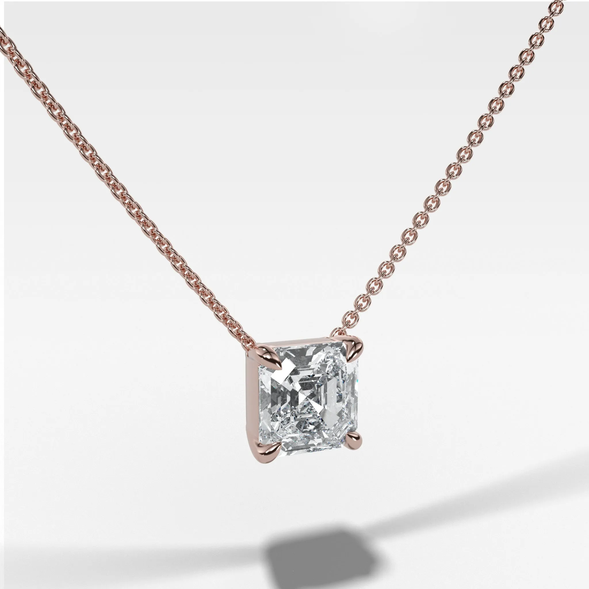 Pendant Necklace with Asscher Cut Diamond