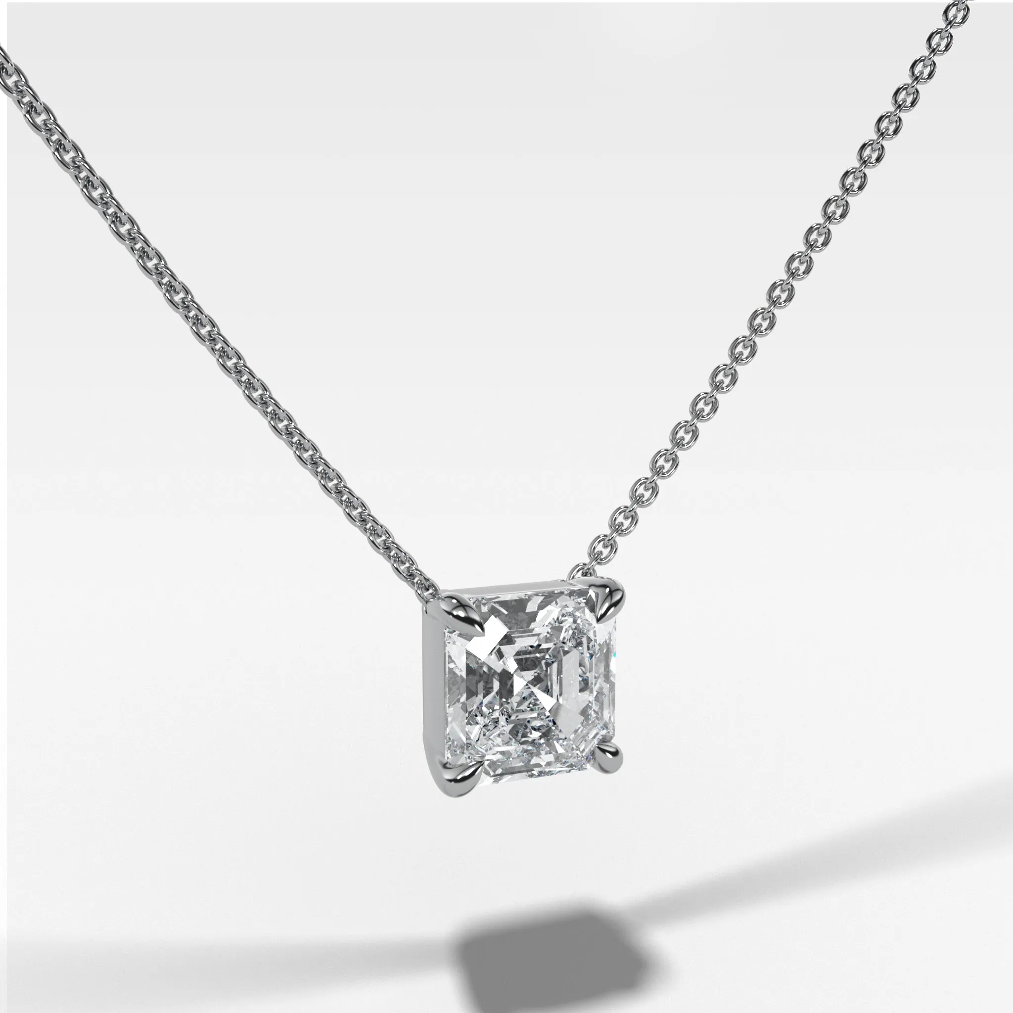 Pendant Necklace with Asscher Cut Diamond