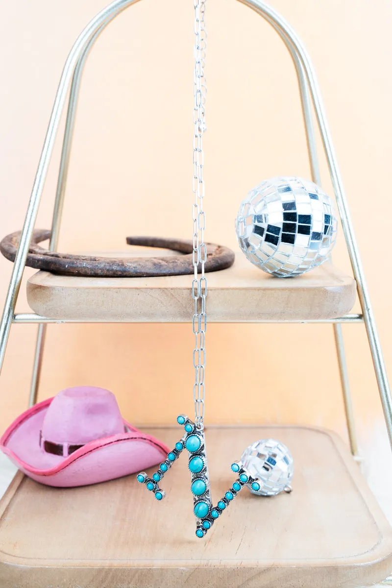 Personal Touch Turquoise 'N' Silvertone Necklace