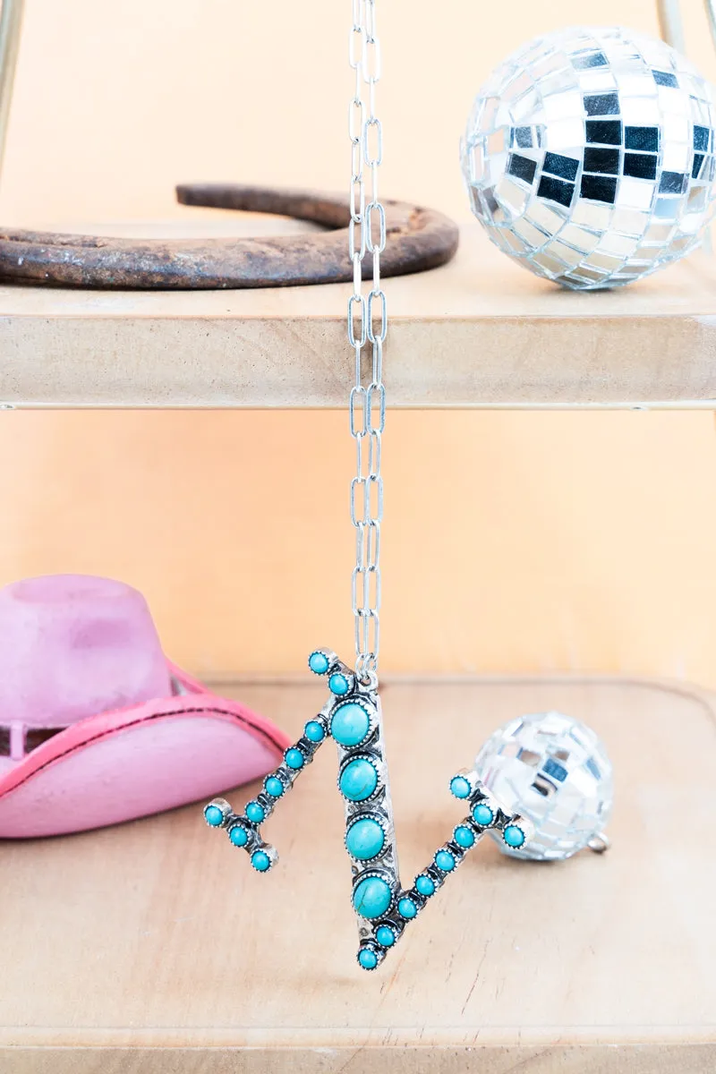 Personal Touch Turquoise 'N' Silvertone Necklace